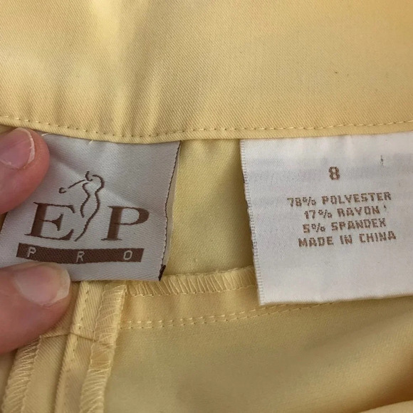 EP Pro Athletic Front Zip Mid Rise Bermuda Golf Shorts Pale Yellow Sz 8 NWOT - Picture 9 of 11